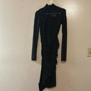 Badgley Mischka Collection Black Formal Long Sleeve Beaded Dress Size 2
